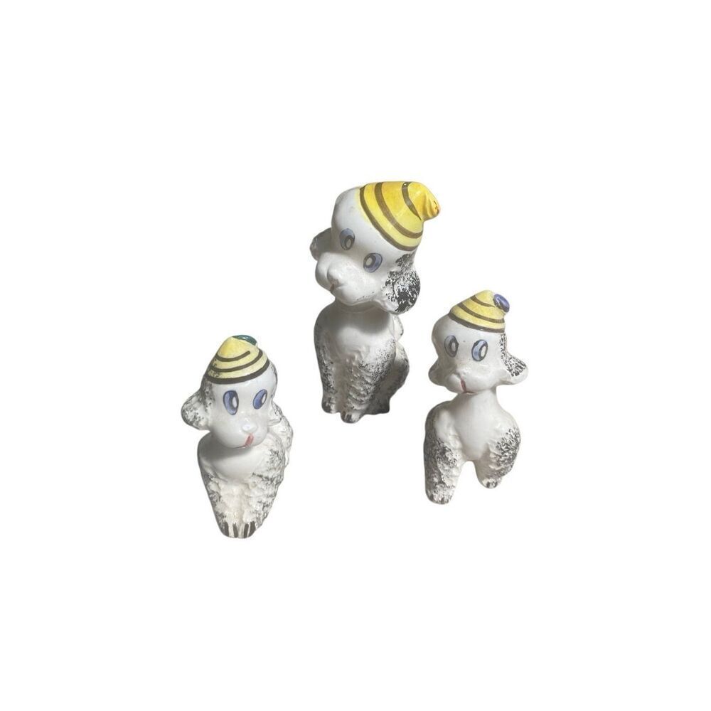 Vintage 1950s Porcelain Poodles set of 3 cute granny decor